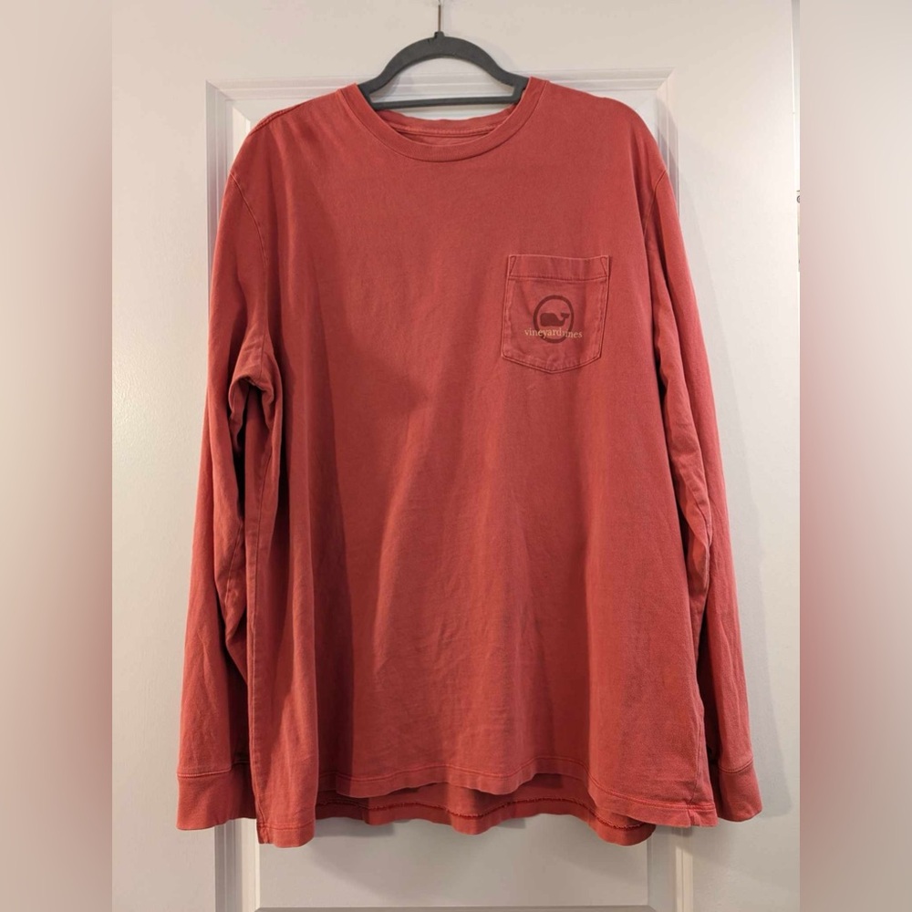Vineyard Vines Logo Long Sleeve Tee Shirt - Red - Like New Condition - Sz L